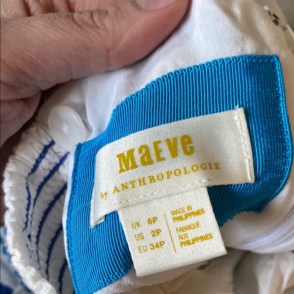 Anthropologie Blue and White Halter Plunge Midi Sundress - Picture 9 of 9